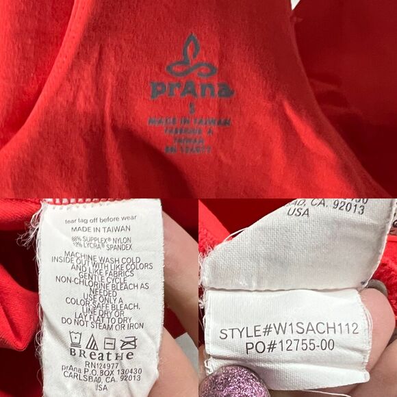 PrAna Women's Sabin Chakara Orange Racerback Tank Top with Built-in Bra Size S - Picture 10 of 11